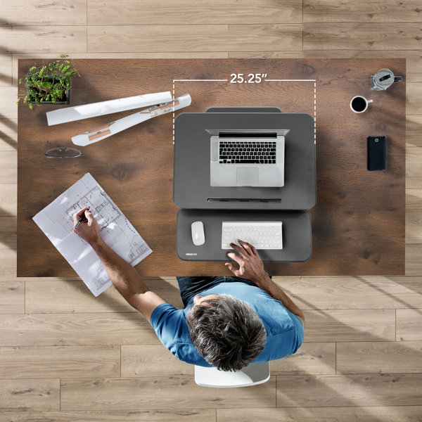 MountIt! Height Adjustable Standing Desk Converter, 25” Wide Desktop